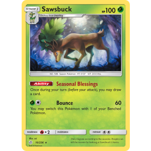 Rare Holo Sawsbuck 16/236 Pokemon TCG Sun & Moon Cosmic Eclipse