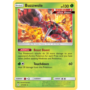 Rare Holo Buzzwole 21/236 Pokemon TCG Sun & Moon Cosmic Eclipse