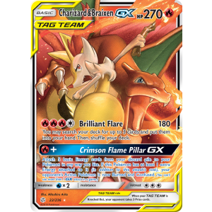 Rare Holo GX Charizard & Braixen-GX 22/236 Pokemon TCG Sun & Moon Cosmic Eclipse