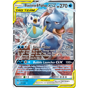 Rare Holo GX Blastoise & Piplup-GX 38/236 Pokemon TCG Sun & Moon Cosmic Eclipse