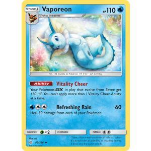 Vaporeon 42/236 Pokemon TCG Sun & Moon Cosmic Eclipse