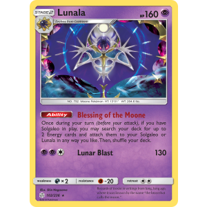 Rare Holo Lunala 102/236 Pokemon TCG Sun & Moon Cosmic Eclipse