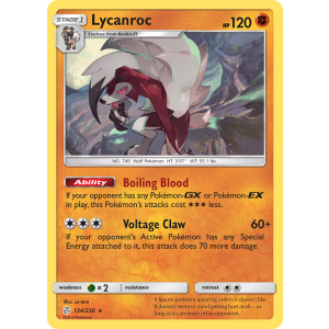 Rare Holo Lycanroc 124/236 Pokemon TCG Sun & Moon Cosmic Eclipse