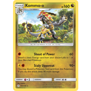 Rare Holo Kommo-o 163/236 Pokemon TCG Sun & Moon Cosmic Eclipse