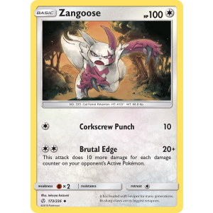 Zangoose 173/236 Pokemon TCG Sun & Moon Cosmic Eclipse