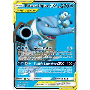 Rare Ultra Blastoise & Piplup-GX 214/236 Pokemon TCG Sun & Moon Cosmic Eclipse