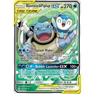 Rare Ultra Blastoise & Piplup-GX 215/236 Pokemon TCG Sun & Moon Cosmic Eclipse