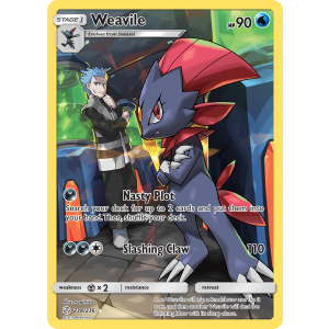 Rare Secret Weavile 238/236 Pokemon TCG Sun & Moon Cosmic Eclipse