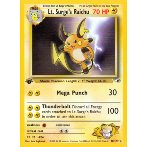 Lt. Surge's Raichu 28/132 Pokemon TCG Gym Gym Heroes