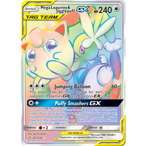 Rare Rainbow Mega Lopunny & Jigglypuff-GX 261/236 Pokemon TCG Sun & Moon Cosmic Eclipse