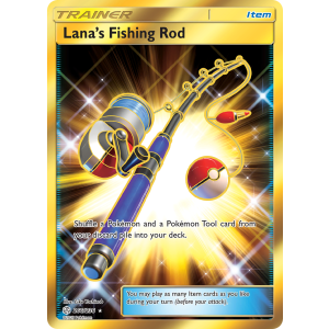 Rare Secret Lana's Fishing Rod 266/236 Pokemon TCG Sun & Moon Cosmic Eclipse