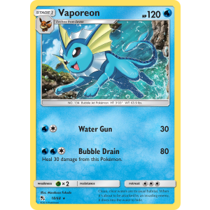 Rare Holo Vaporeon 18/68 Pokemon TCG Sun & Moon Hidden Fates