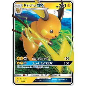 Rare Holo GX Raichu-GX 20/68 Pokemon TCG Sun & Moon Hidden Fates