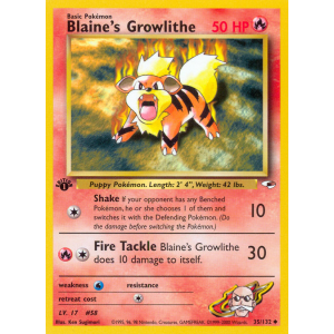 Blaine's Growlithe 35/132 Pokemon TCG Gym Gym Heroes