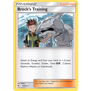 Rare Holo Brock's Training 55/68 Pokemon TCG Sun & Moon Hidden Fates