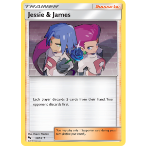 Rare Holo Jessie & James 58/68 Pokemon TCG Sun & Moon Hidden Fates