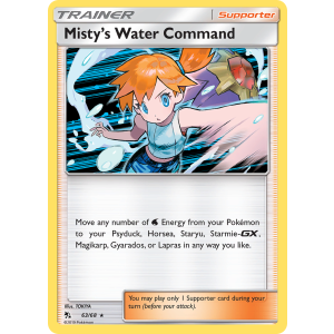 Rare Holo Misty's Water Command 63/68 Pokemon TCG Sun & Moon Hidden Fates