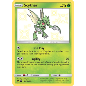 Rare Shiny Scyther SV1/94 Pokemon TCG Sun & Moon Hidden Fates Shiny Vault