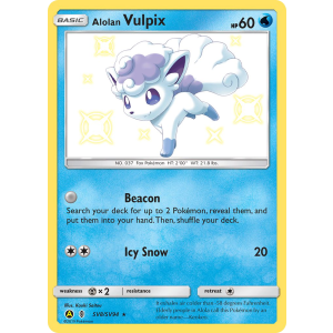 Rare Shiny Alolan Vulpix SV8/94 Pokemon TCG Sun & Moon Hidden Fates Shiny Vault