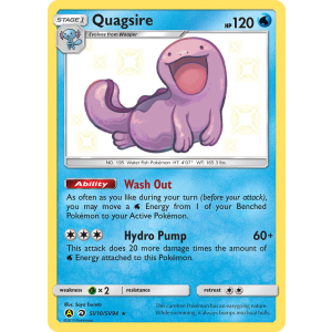 Rare Shiny Quagsire SV10/94 Pokemon TCG Sun & Moon Hidden Fates Shiny Vault