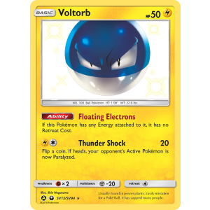 Rare Shiny Voltorb SV13/94 Pokemon TCG Sun & Moon Hidden Fates Shiny Vault