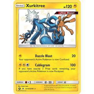 Rare Shiny Xurkitree SV14/94 Pokemon TCG Sun & Moon Hidden Fates Shiny Vault