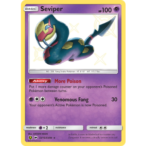 Rare Shiny Seviper SV15/94 Pokemon TCG Sun & Moon Hidden Fates Shiny Vault