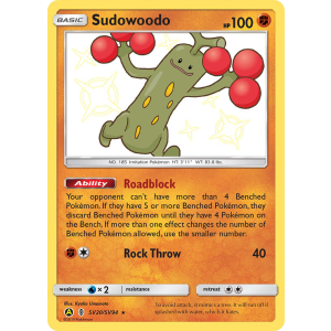 Rare Shiny Sudowoodo SV20/94 Pokemon TCG Sun & Moon Hidden Fates Shiny Vault