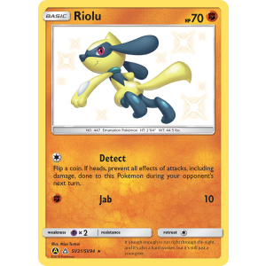 Rare Shiny Riolu SV21/94 Pokemon TCG Sun & Moon Hidden Fates Shiny Vault