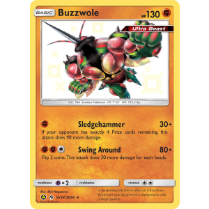 Rare Shiny Buzzwole SV24/94 Pokemon TCG Sun & Moon Hidden Fates Shiny Vault