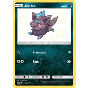 Rare Shiny Zorua SV25/94 Pokemon TCG Sun & Moon Hidden Fates Shiny Vault