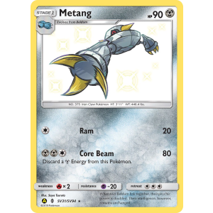 Rare Shiny Metang SV31/94 Pokemon TCG Sun & Moon Hidden Fates Shiny Vault