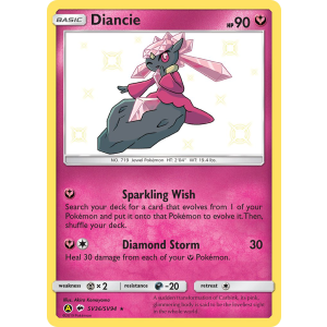 Rare Shiny Diancie SV36/94 Pokemon TCG Sun & Moon Hidden Fates Shiny Vault