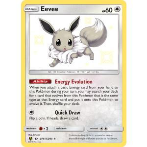 Rare Shiny Eevee SV41/94 Pokemon TCG Sun & Moon Hidden Fates Shiny Vault