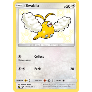 Rare Shiny Swablu SV42/94 Pokemon TCG Sun & Moon Hidden Fates Shiny Vault