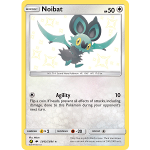 Rare Shiny Noibat SV43/94 Pokemon TCG Sun & Moon Hidden Fates Shiny Vault