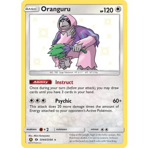 Rare Shiny Oranguru SV44/94 Pokemon TCG Sun & Moon Hidden Fates Shiny Vault