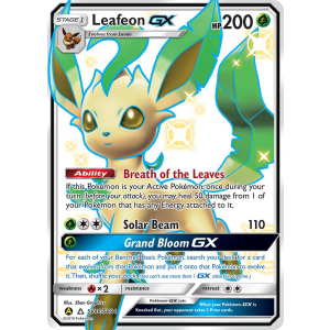 Rare Shiny GX Leafeon-GX SV46/94 Pokemon TCG Sun & Moon Hidden Fates Shiny Vault