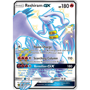 Rare Shiny GX Reshiram-GX SV51/94 Pokemon TCG Sun & Moon Hidden Fates Shiny Vault