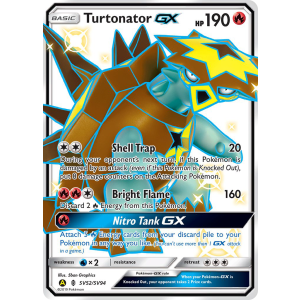 Rare Shiny GX Turtonator-GX SV52/94 Pokemon TCG Sun & Moon Hidden Fates Shiny Vault