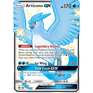 Rare Shiny GX Articuno-GX SV54/94 Pokemon TCG Sun & Moon Hidden Fates Shiny Vault