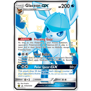 Rare Shiny GX Glaceon-GX SV55/94 Pokemon TCG Sun & Moon Hidden Fates Shiny Vault