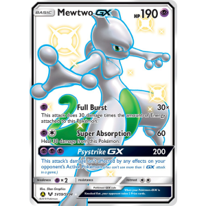 Rare Shiny GX Mewtwo-GX SV59/94 Pokemon TCG Sun & Moon Hidden Fates Shiny Vault