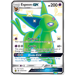 Rare Shiny GX Espeon-GX SV60/94 Pokemon TCG Sun & Moon Hidden Fates Shiny Vault