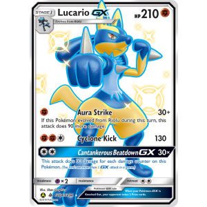 Rare Shiny GX Lucario-GX SV64/94 Pokemon TCG Sun & Moon Hidden Fates Shiny Vault