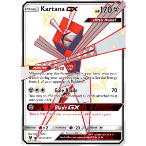 Rare Shiny GX Kartana-GX SV73/94 Pokemon TCG Sun & Moon Hidden Fates Shiny Vault