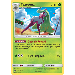 Rare Holo Tsareena 19/236 Pokemon TCG Sun & Moon Unified Minds