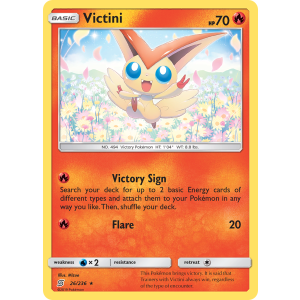 Rare Holo Victini 26/236 Pokemon TCG Sun & Moon Unified Minds