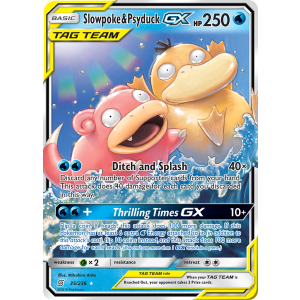 Rare Holo GX Slowpoke & Psyduck-GX 35/236 Pokemon TCG Sun & Moon Unified Minds