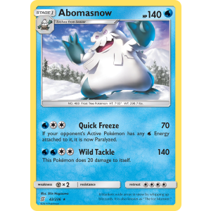 Abomasnow 42/236 Pokemon TCG Sun & Moon Unified Minds